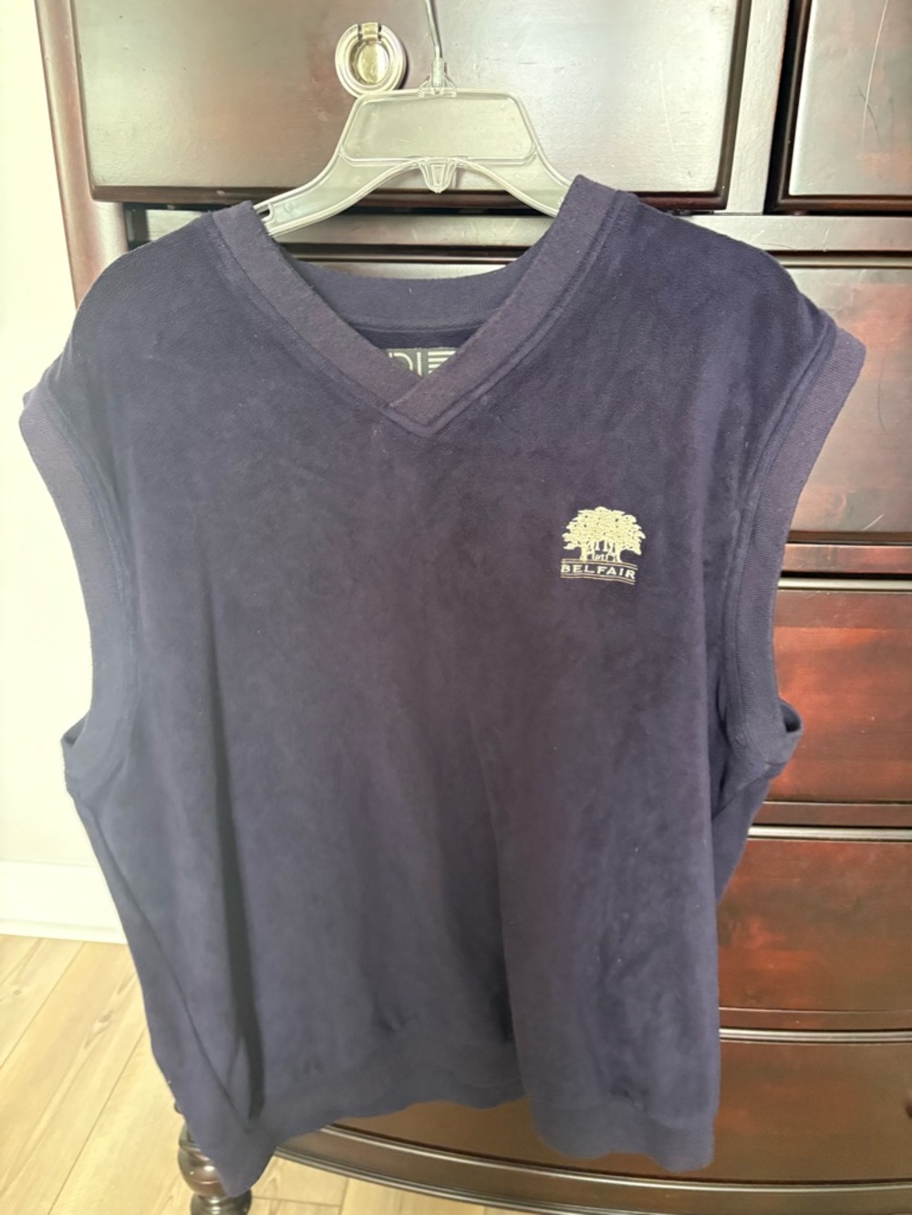Navy Sleeveless V-NeckGolf  Vest with Bayfair Logo Large
